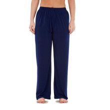(Navy, XXL) Malay Ladies Women Trouser Elasticated wide leg High waist ITY Regular Pants Multi-colour
