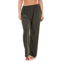 (Khaki, XXL) Malay Ladies Women Trouser Elasticated wide leg High waist ITY Regular Pants Multi-colour