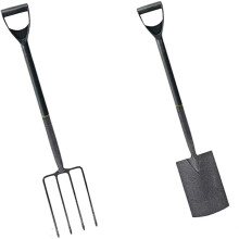 AAMEN Heavy Duty 2 Piece Fork Spade Set, Garden Tools For Gardening