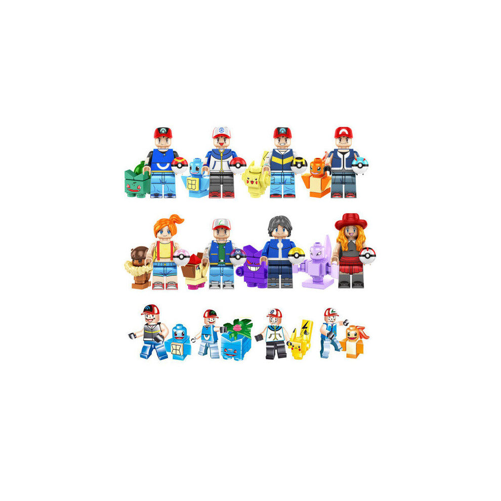 Xurikcoo 24Pcs Pokemon Mini Figures Building Blocks Toy