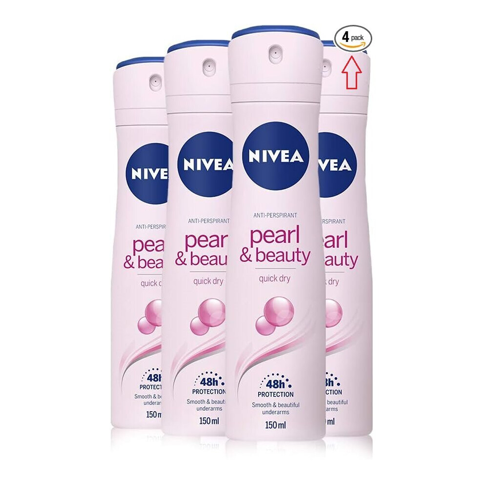 NIVEA Pearl & Beauty Anti-Perspirant Deodorant Spray (150ml) 4 Pack