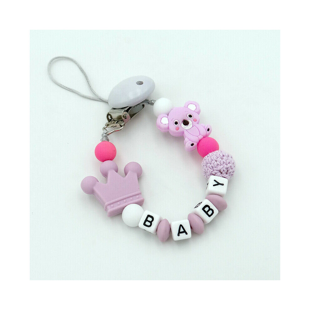 Flemye ( Purple) Dummy Clips Personalized Silicone Pacifier Holder Soother Chain Baby Shower Gift