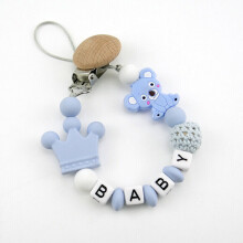 (  Baby blue) Dummy Clips Personalized Silicone Pacifier Holder Soother Chain Baby Shower Gift