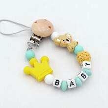 (  Yellow) Dummy Clips Personalized Silicone Pacifier Holder Soother Chain Baby Shower Gift