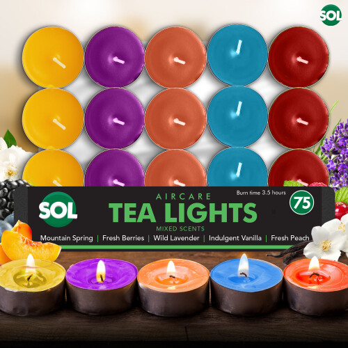 SOL (Lavender) 75pk Scented Tea Lights Candles | Various Perfumes 1