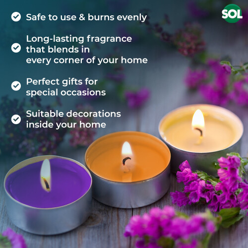 SOL (Lavender) 75pk Scented Tea Lights Candles | Various Perfumes 2