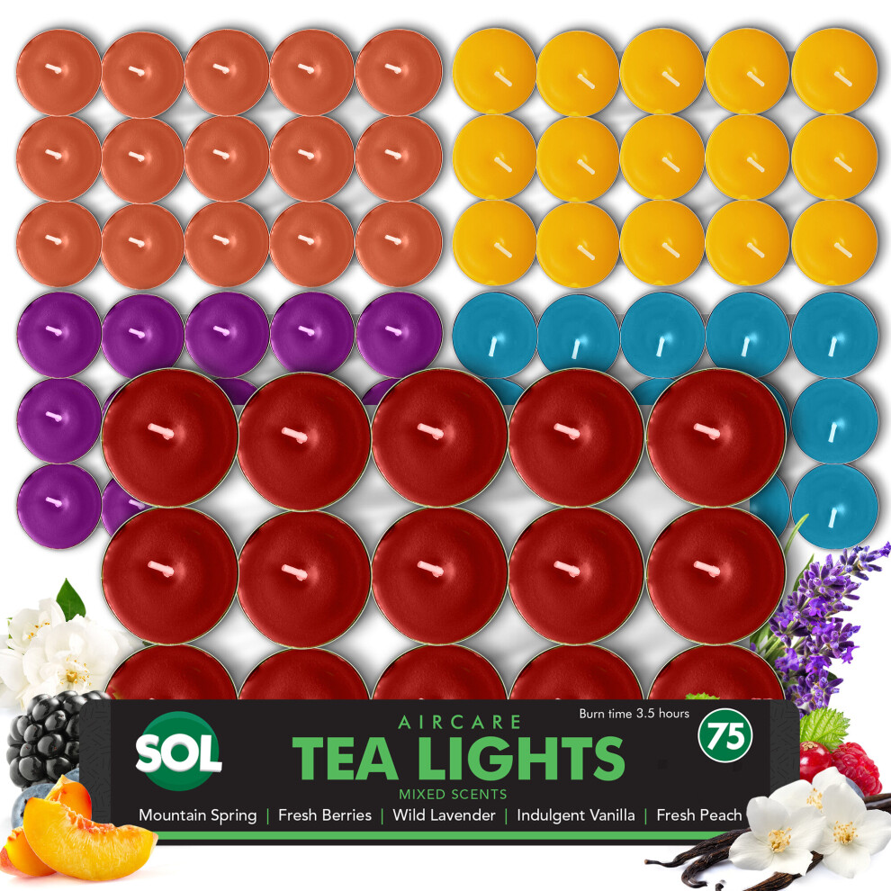 (Vanilla) 75pk Scented Tea Lights Candles | Various Perfumes