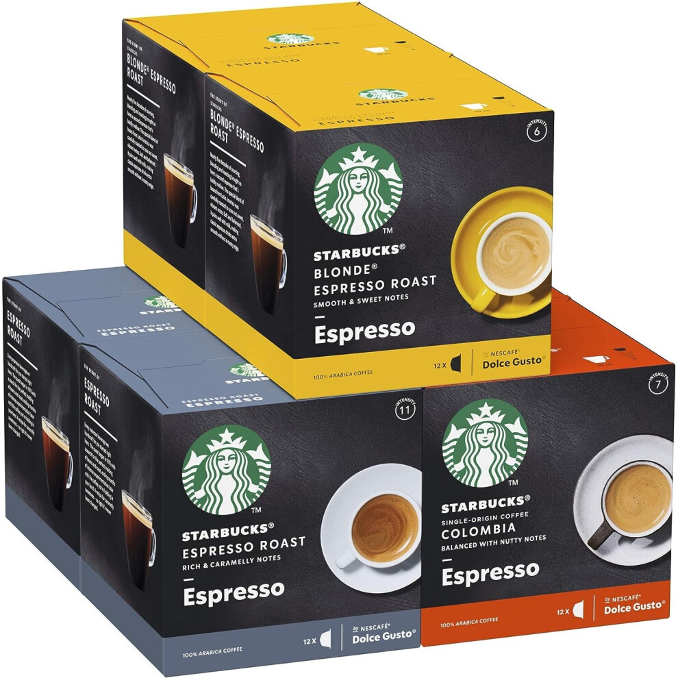 STARBUCKS Black Cup Variety Pack by NescafÃ© Dolce Gusto Coffee Pods 6 x 12 (72 Capsules) - Amazon Exclusive