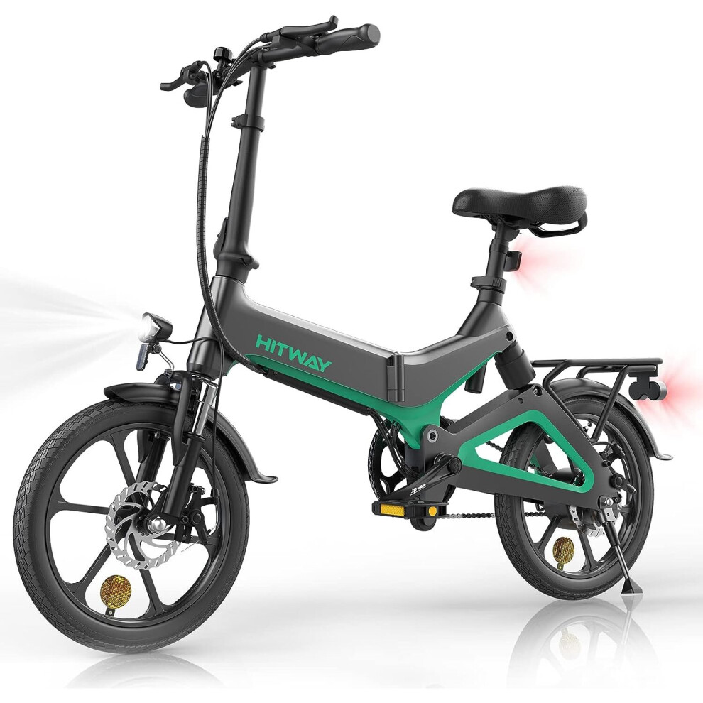 HITWAY E-BIKE for Adults Folding Bicycle 16" City Electric Bike Black