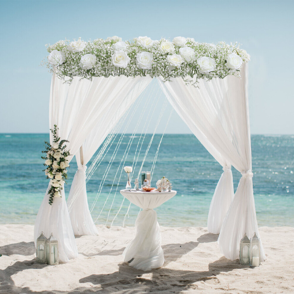 Artificial White Rose Flowers Row for Wedding Arch Table Centerpieces