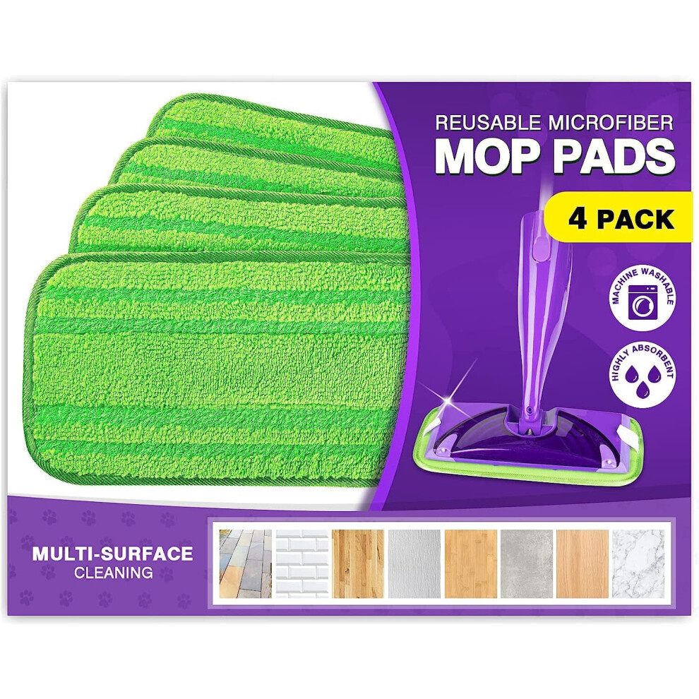 AIDEA Microfibre Mop Refill Pads Compatible Flash Powermop Machine Washable Floor Mop Pad Refills Mop Head Multi Surface Wet Dry Cleaning 4 Pack