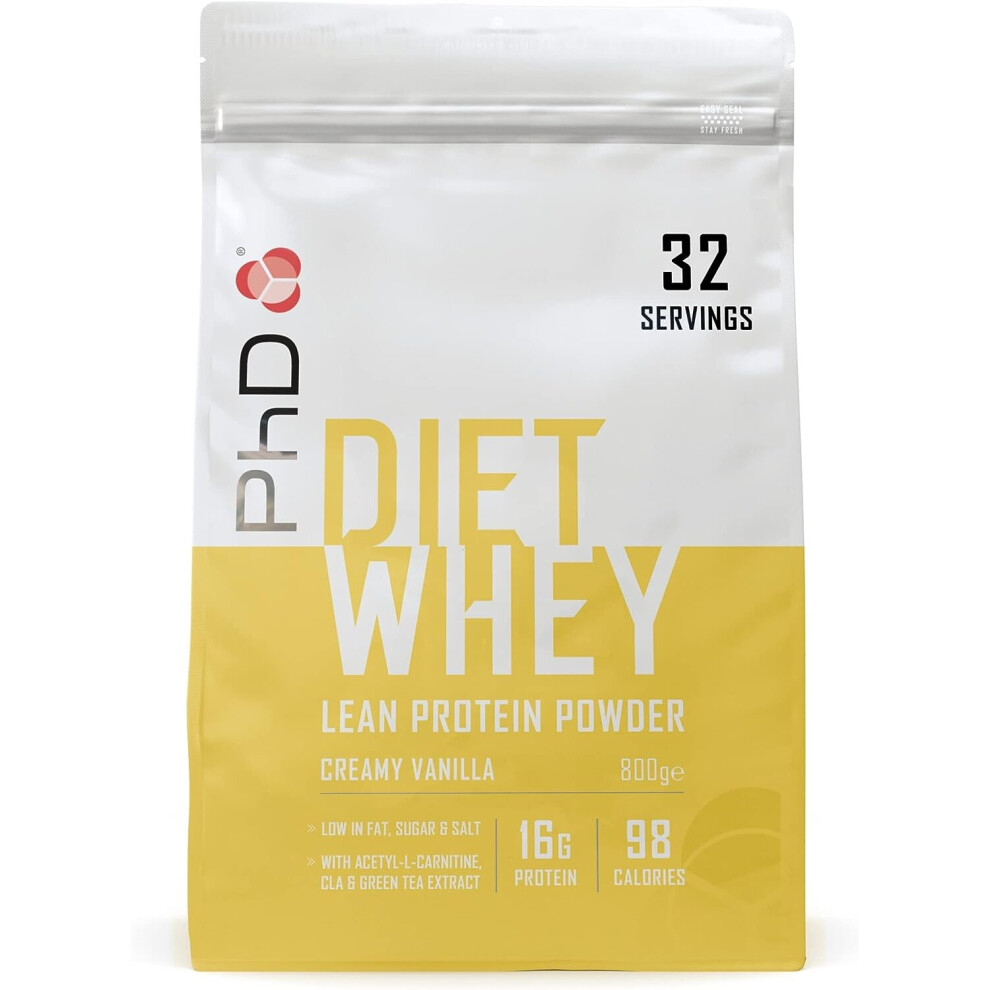 PhD Nutrition Diet Whey High Protein Lean Matrix, Creamy Vanilla Diet Whey Protein Powder, High Protein, 32 Servings Per 800 g Bag