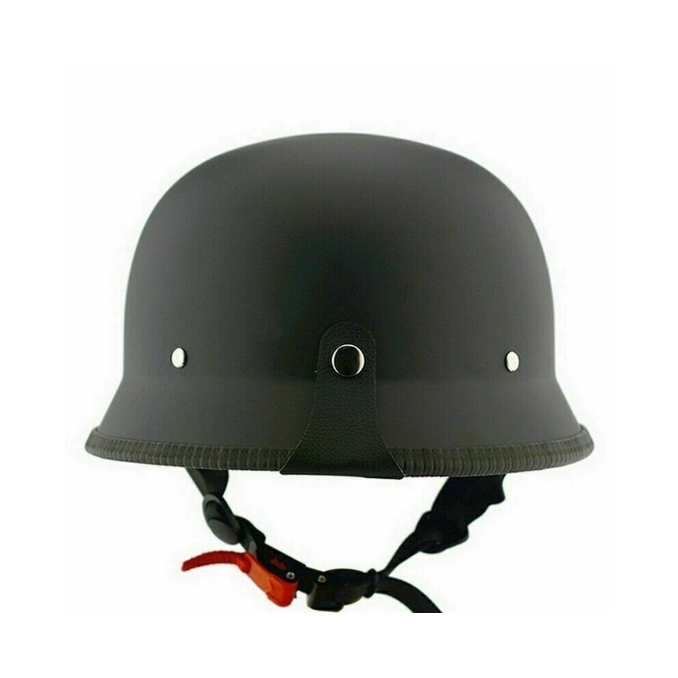 (M) Retro Motorcycle Helmet Matte Black German Half Face Chopper Biker WWII Style