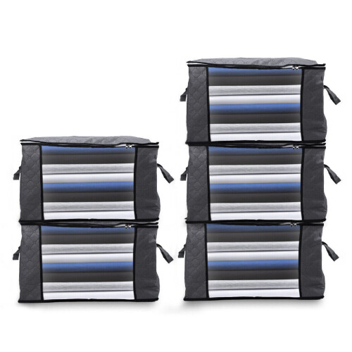 5Pcs Underbed Clothes Storage Bags Zipped Organizer Cube Closet Boxes 1