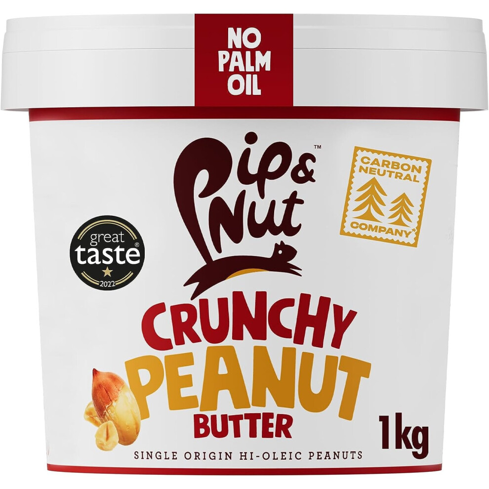 Crunchy Peanut Butter 1kg Tub No Palm Oil Natural No Added Sugar Vegan Single Origin Hi-Oleic Peanuts