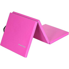 BalanceFrom 2" Thick Tri-Fold Folding Exercise Mat with Carrying Handles for MMA, Gymnastics and Home Gym Protective Flooring - Pink
