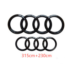 (Black Gloss, 315CM + 230CM) Audi Badge Rings Set Front Grille Rear Boot A3 A4 A5 A6 A7 Q3 Q5 Q7 Q8 S6 S7 TT