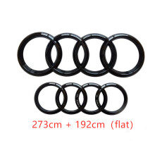 (Black Gloss, 273CM + 192CM Flat) Audi Badge Rings Set Front Grille Rear Boot A3 A4 A5 A6 A7 Q3 Q5 Q7 Q8 S6 S7 TT