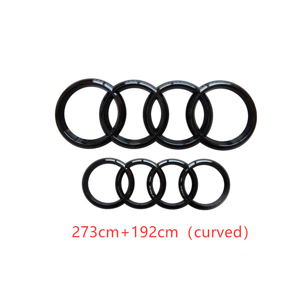 (Black Gloss, 273CM + 192CM Curved) Audi Badge Rings Set Front Grille Rear Boot A3 A4 A5 A6 A7 Q3 Q5 Q7 Q8 S6 S7 TT