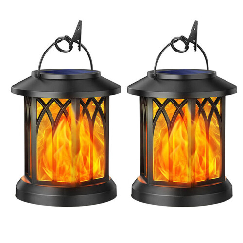 2pcs LED Solar Flame Torch Lamp Light Flickering Waterproof Garden Lantern 2