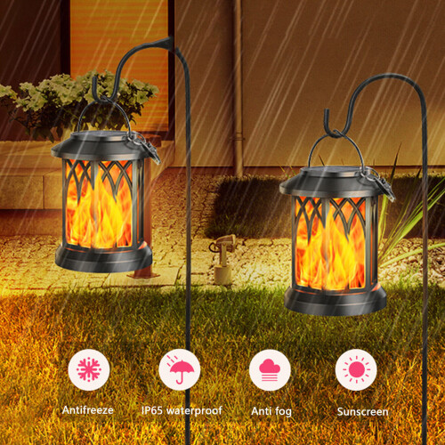 2pcs LED Solar Flame Torch Lamp Light Flickering Waterproof Garden Lantern 1