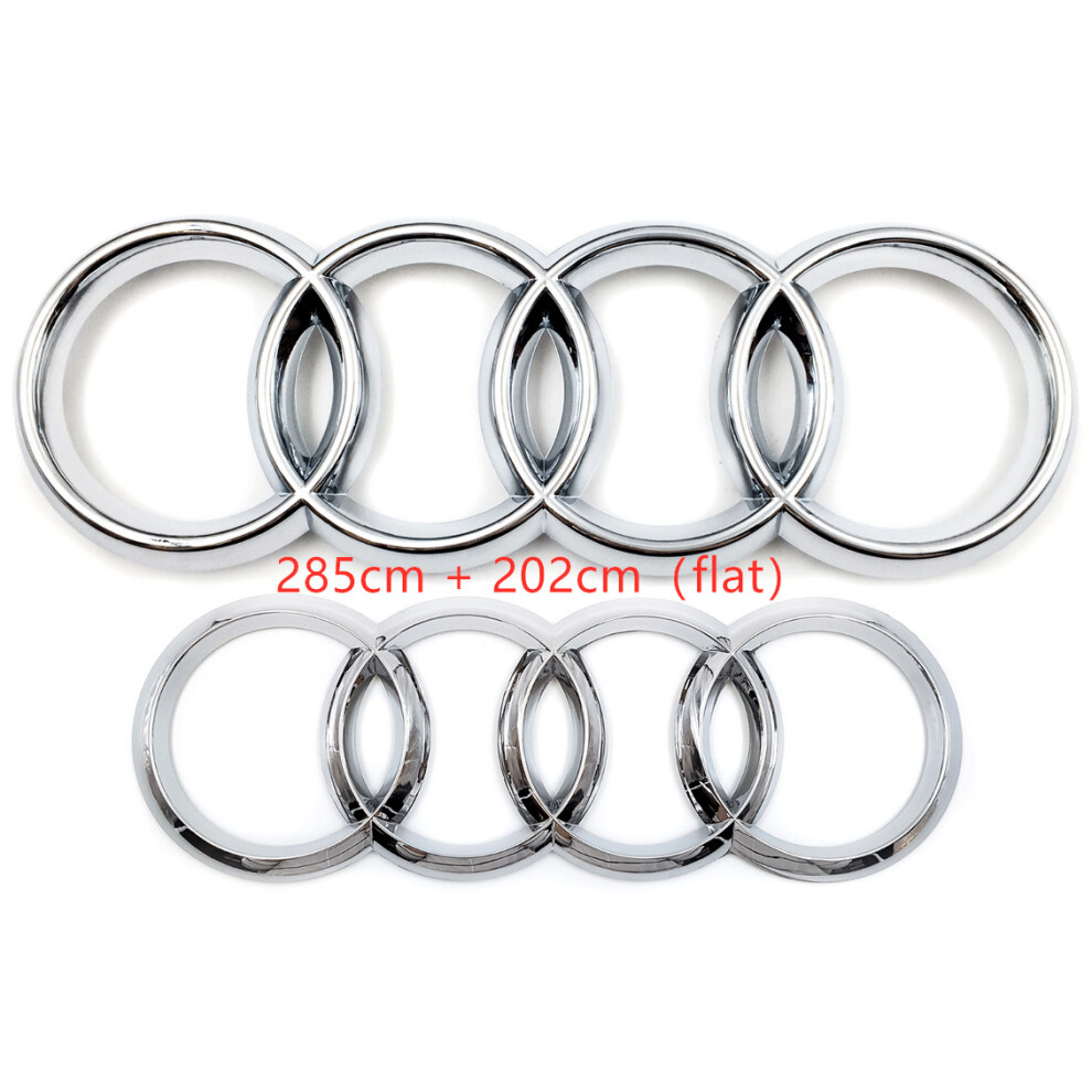 (, 285Cm + 202Cm Flat) Audi Badge Rings Set Front Grille Rear Boot A3 A4 A5 A6 A7 Q3 Q5 Q7 Q8 S6 S7 Tt Silver 5601103449878