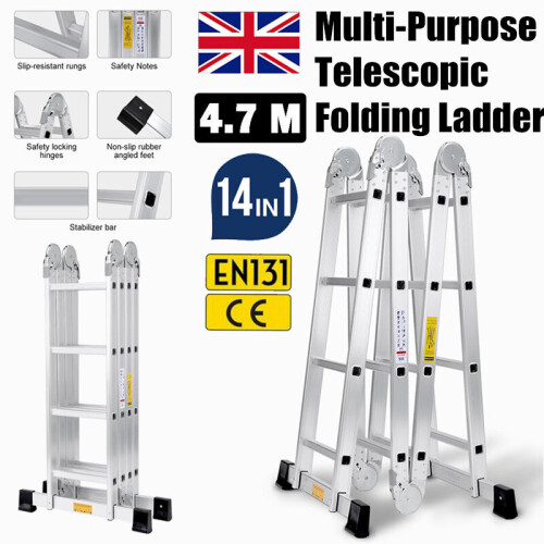 4.7M Aluminium Ladder Multi-Purpose Folding 16 Step Combination Ladder 1