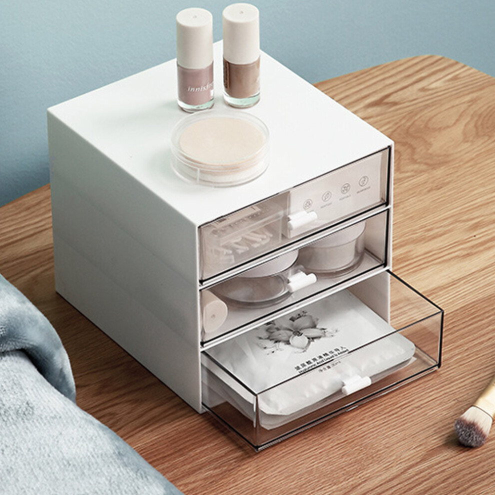 White Plastic 3-Drawer Desk Organizer