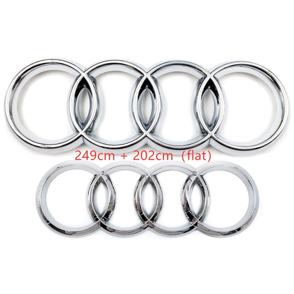 (, 249Cm + 202Cm Flat) Audi Badge Rings Set Front Grille Rear Boot A3 A4 A5 A6 A7 Q3 Q5 Q7 Q8 S6 S7 Tt Silver 5601103450027