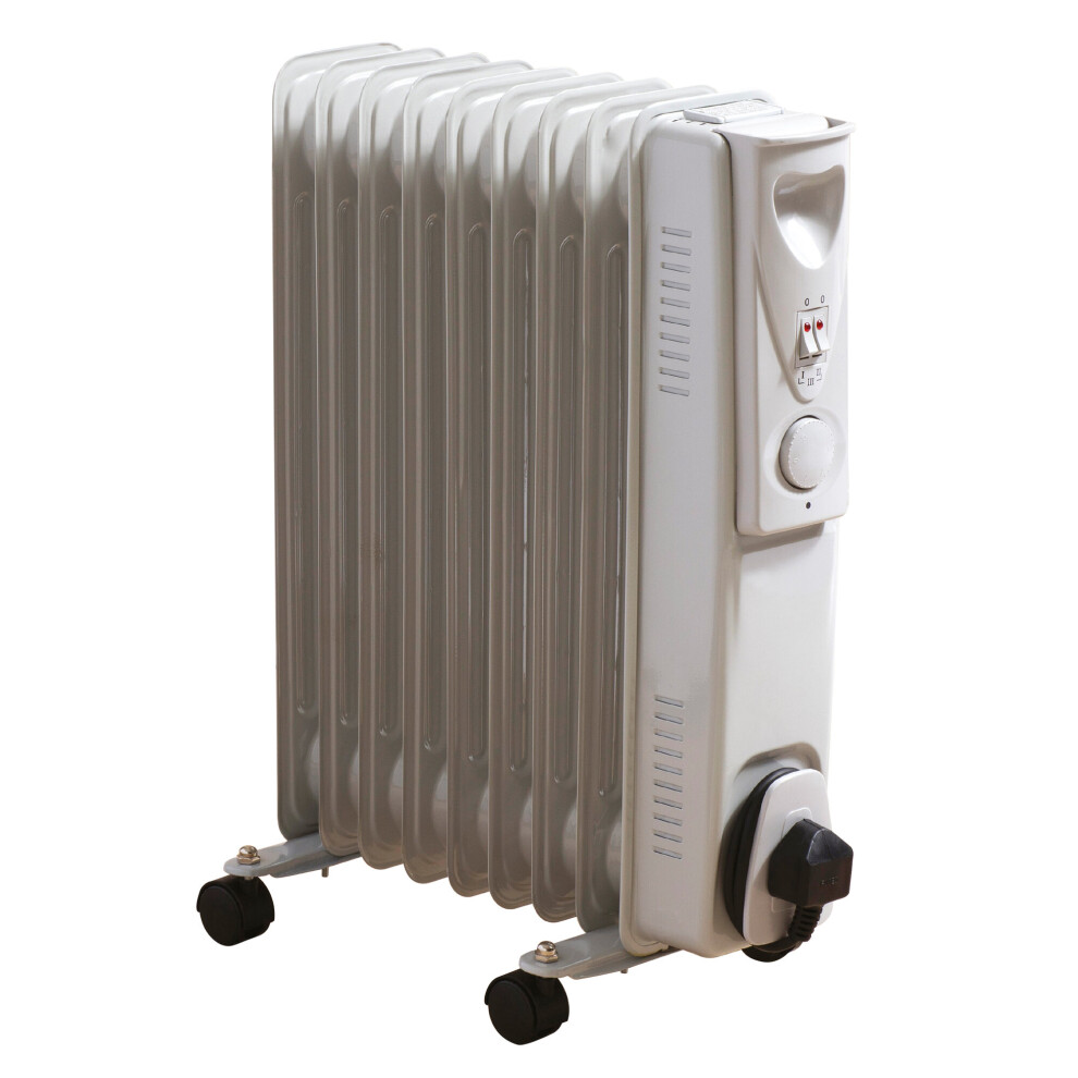 Daewoo Oil Filled Radiator 2000W 9 Fin Portable Heater Adjustable Thermostat White