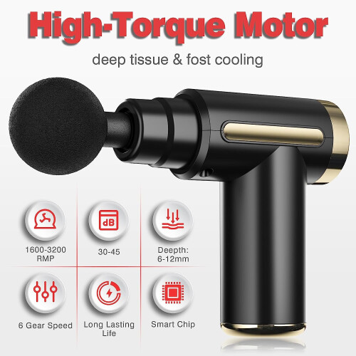 Mini Massage Gun Deep Tissue,6 Speeds Cordless Muscle Massager 2