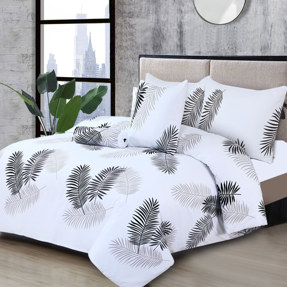 (White Leaf, Double: 200 x 200 cm.) Moonlight Bedding Duvet Quilt Cover Reversible Printed Single Double King Size Bedding Set