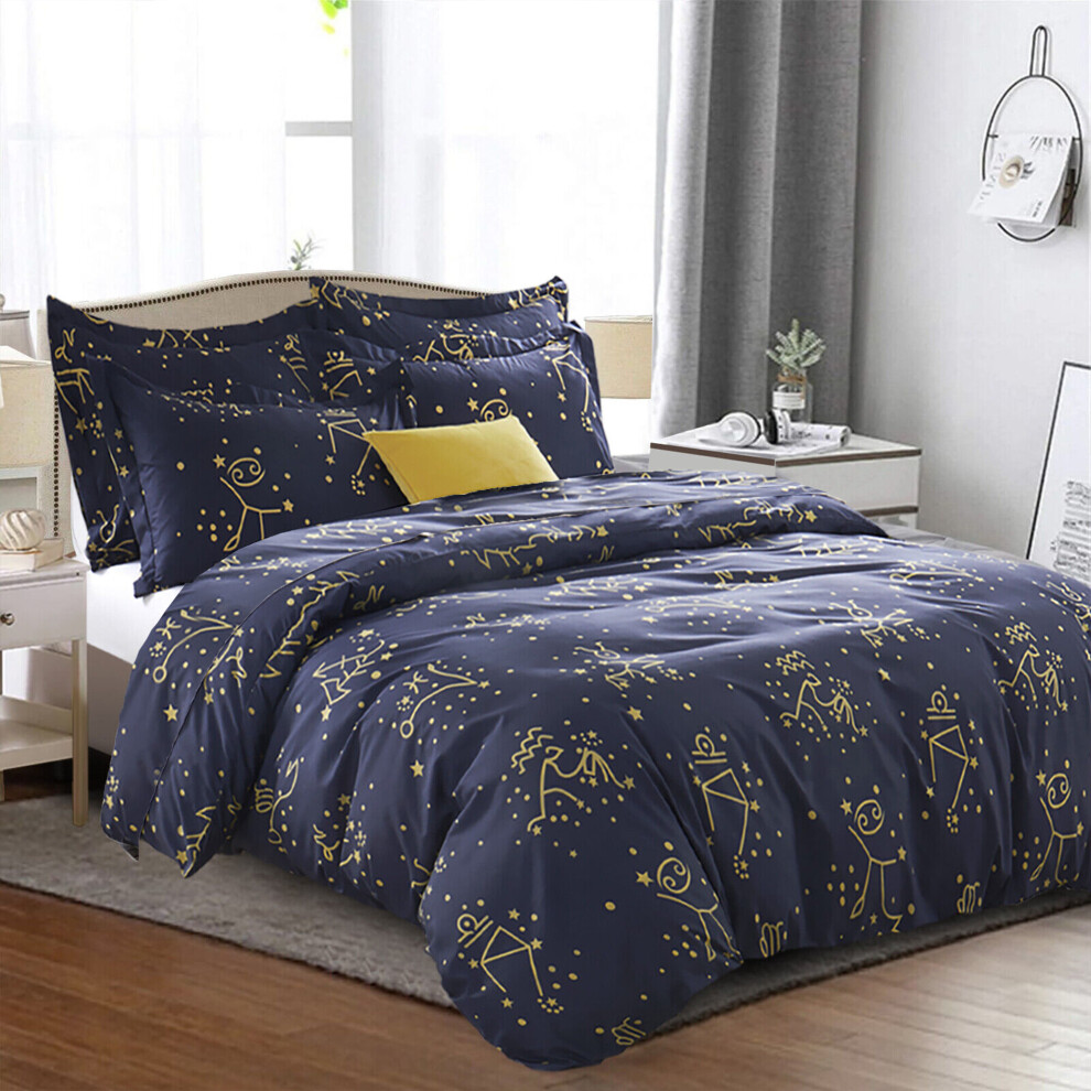 (Star Light, Double: 200 x 200 cm.) Moonlight Bedding Duvet Quilt Cover Reversible Printed Single Double King Size Bedding Set