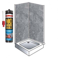Grey Metalic Shower Wall Panels Kit 1000MM x 2.4m X 10mm 2 Sided