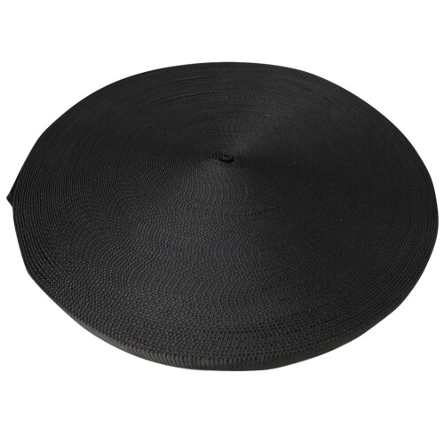 (Black 25MM, 100M - 1200KG) Polyester Webbing Strap Tape Roll (Tie Down)