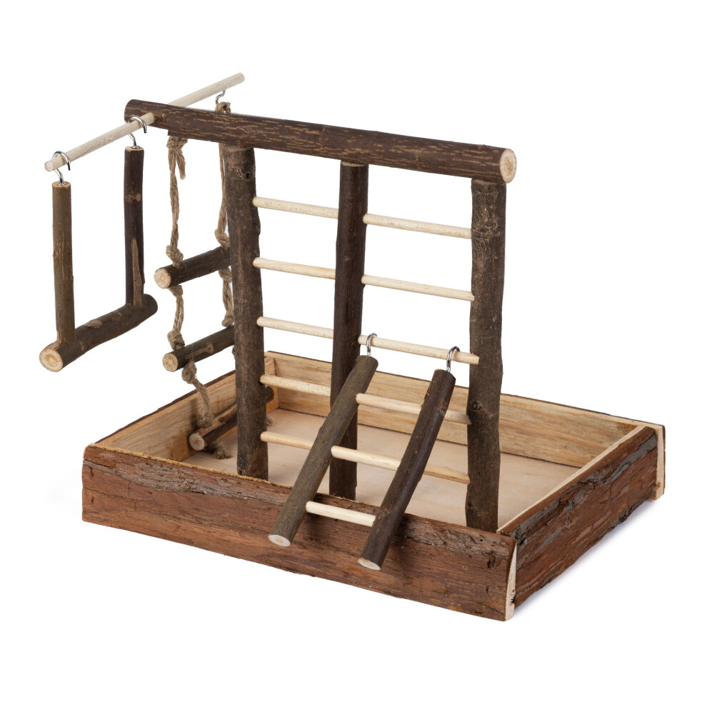 PETLICITY Natural Wooden Bird Playground