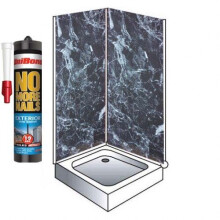 BLACK Marble Shower Wall Panels Kit 1000MM x 2.4m X 10mm 2 Sided