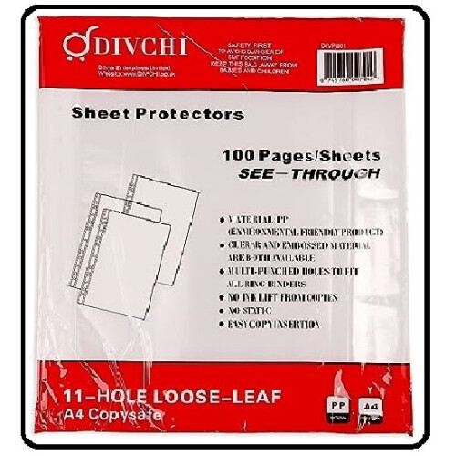 100 X A4 PLASTIC PUNCH  POCKETS 30 MICRON FOLDER FILING WALLET SLEEVES
