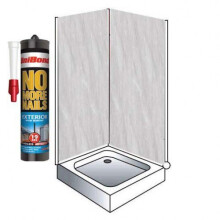 Grey Marble Shower Wall Panels Kit 1000MM x 2.4m X 10mm 2 Sided