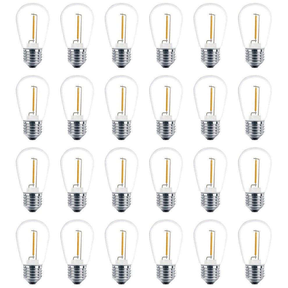 24 Pack 3V LED S14 Replacement Light Bulbs, Shatterproof Outdoor Solar String Light Bulbs, Warm White