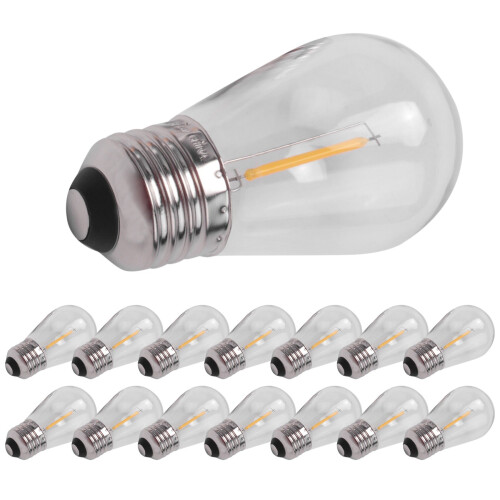 15 Pack 3V LED S14 Replacement Light Bulbs Shatterproof Outdoor Solar String Light Bulbs Warm White 2