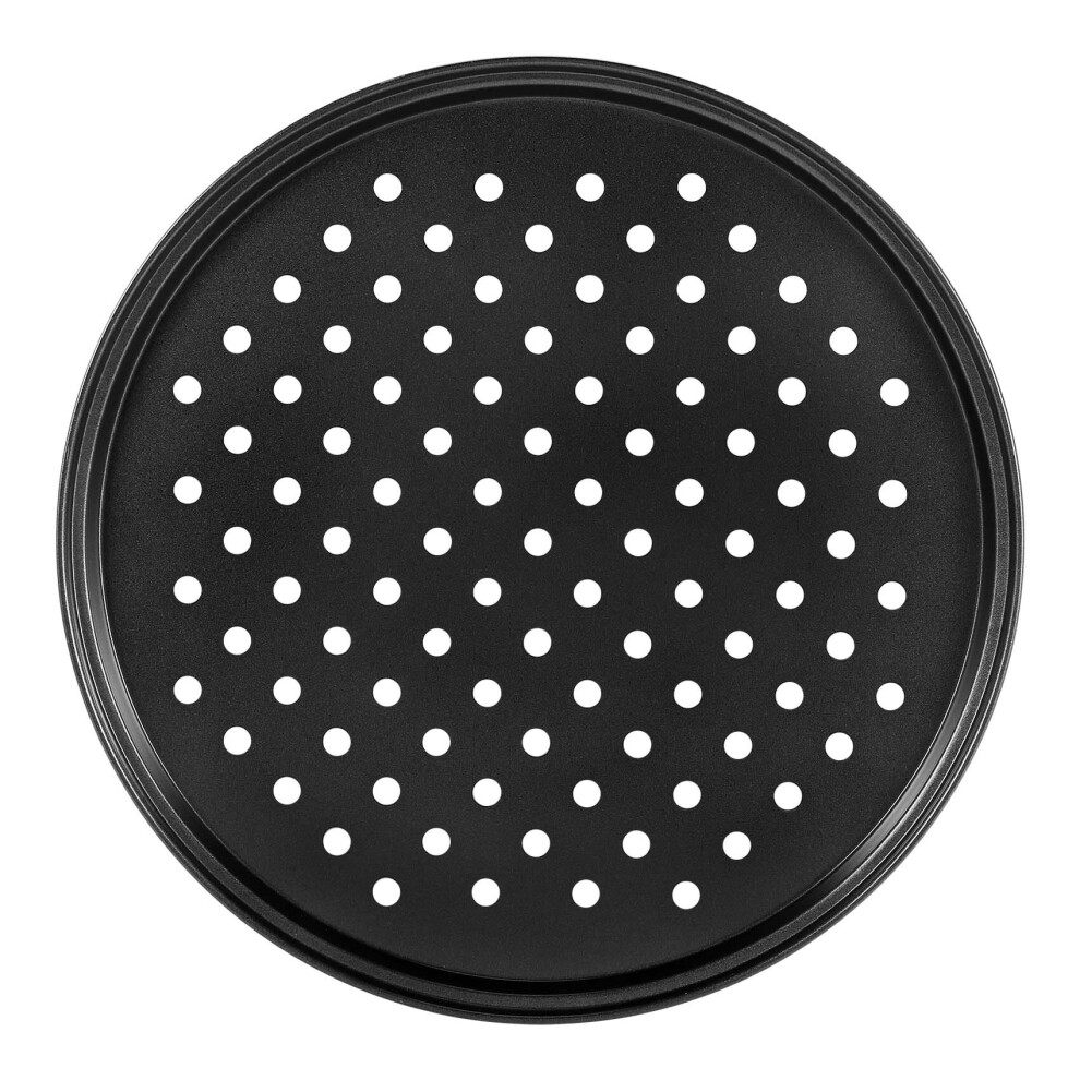 10 Inch Personal Perforated Pizza Pans black Carbon Steel with Coating Easy to Clean Pizza Baking Tray