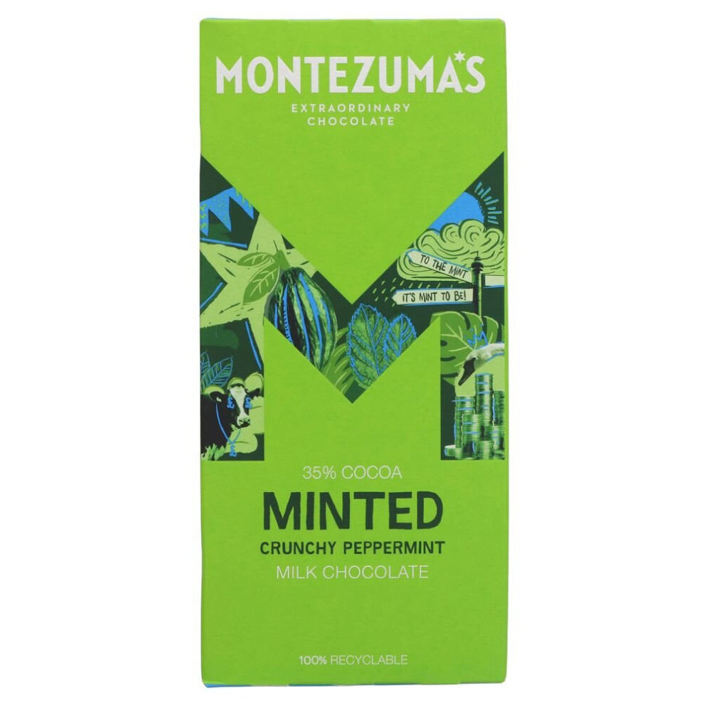 Montezuma's Chocolate Montezumas Minted Milk Chocolate - 90G ( Pack Of 12 )