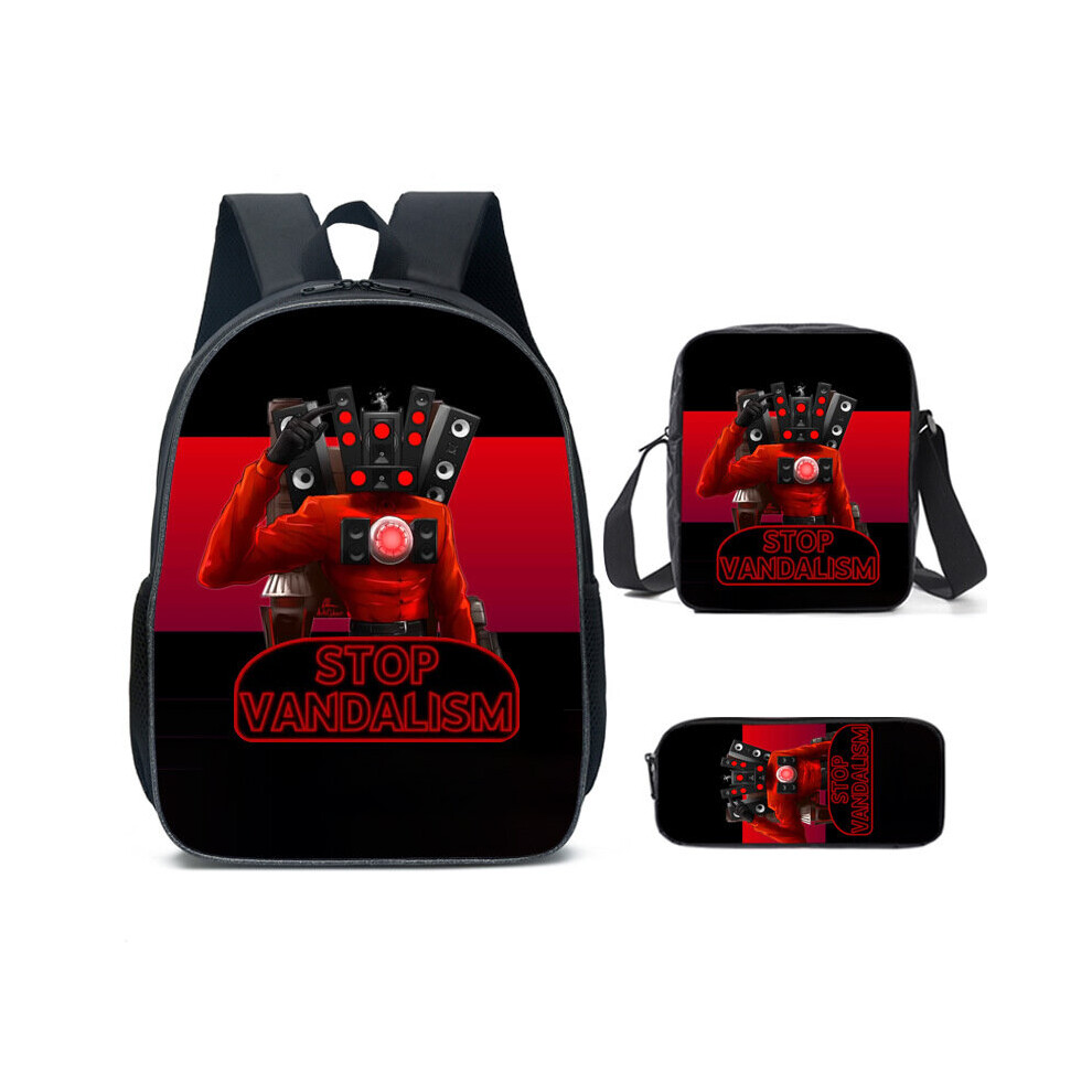 Cartoon Skibidi Toilet Backpack Lunch Bag Pencil Case Large Capacity Schoolbag Bag