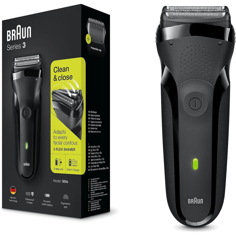Braun Series3 300S Men Electric Clean Shaver Rechargeable Waterproof Razor Black