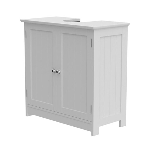 White Under Sink Basin Cabinet Cupboard Bathroom Storage Unit Two Tier Home Bath 1