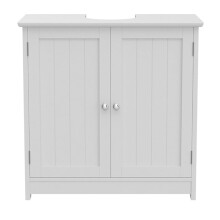 White Under Sink Basin Cabinet Cupboard Bathroom Storage Unit Two Tier Home Bath