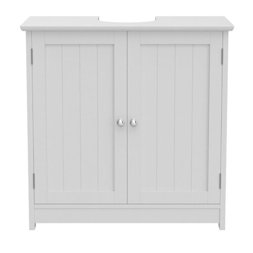 White Under Sink Basin Cabinet Cupboard Bathroom Storage Unit Two Tier Home Bath