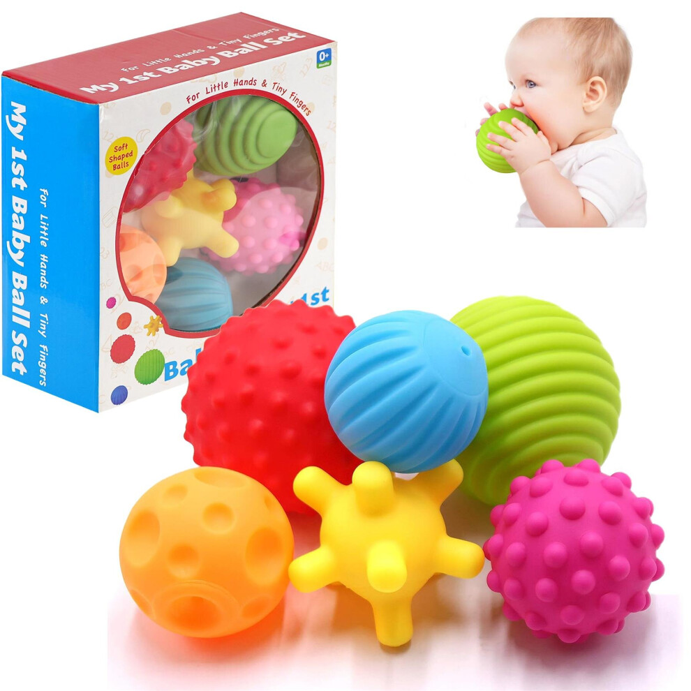 6 Piece First Baby Ball Set Baby Hand Massage Multi Textured Sensory Soft Balls