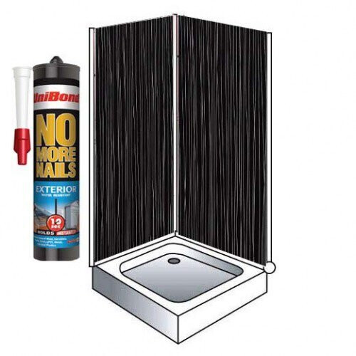 Black String Shower Wall Panels Kit 1000MM x 2.4m X 10mm 2 Sided